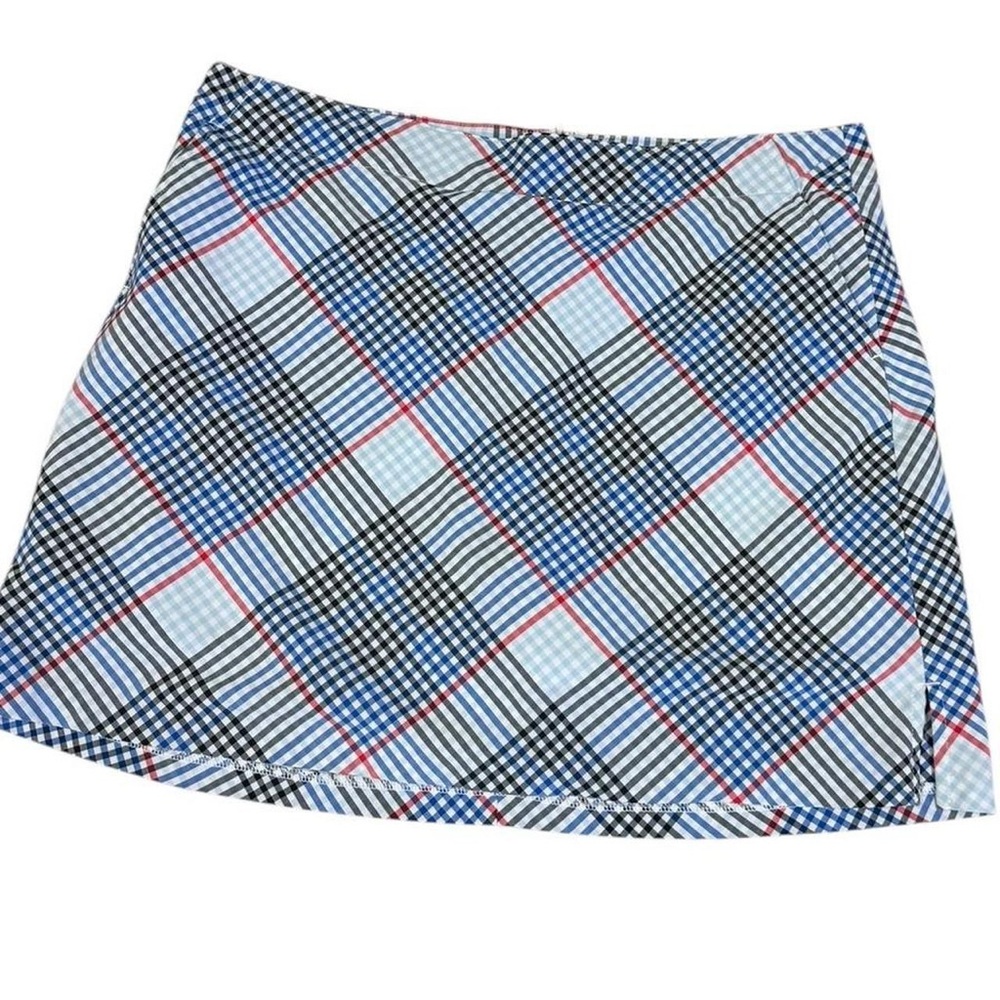 Lady Hagen Blue and White A-line Mini Skirt for Casual Wear